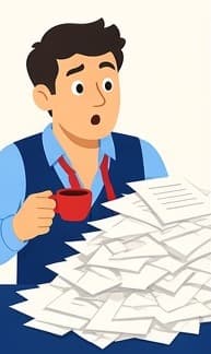 Johnny, débordé par une pile de factures